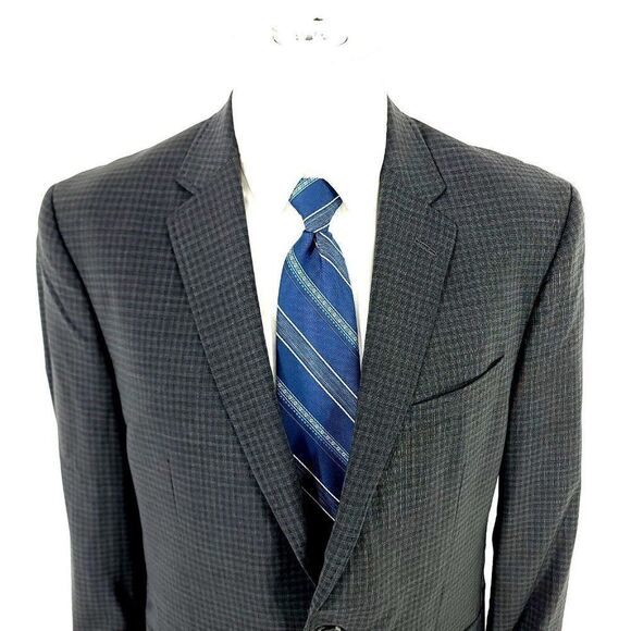 Ted Baker London Endurance Jones CT Wool 2 Button Blazer 40S Gray Plaid Tagged 4 - Picture 1 of 12